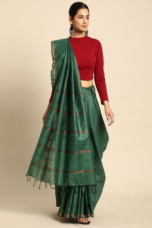 Green Silk Blend Saree