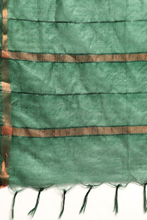 Green Silk Blend Saree