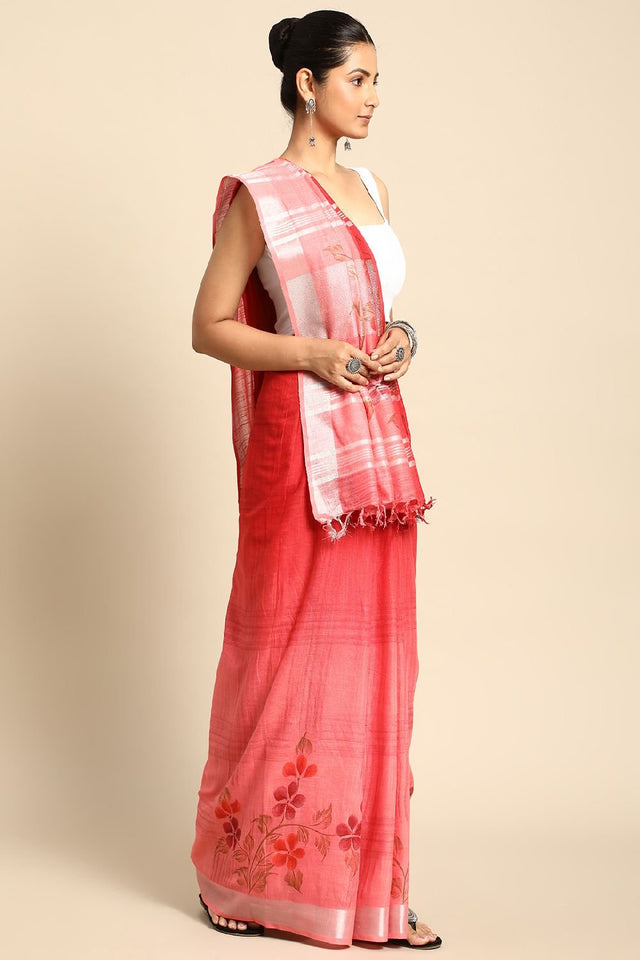 Red Cotton Saree