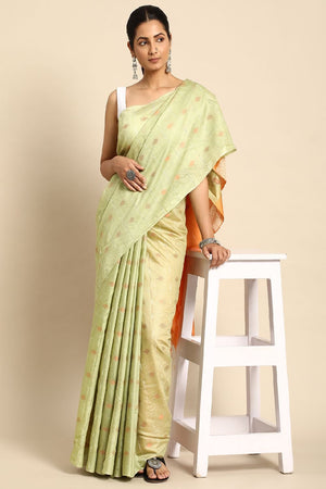 Green Silk Blend Saree