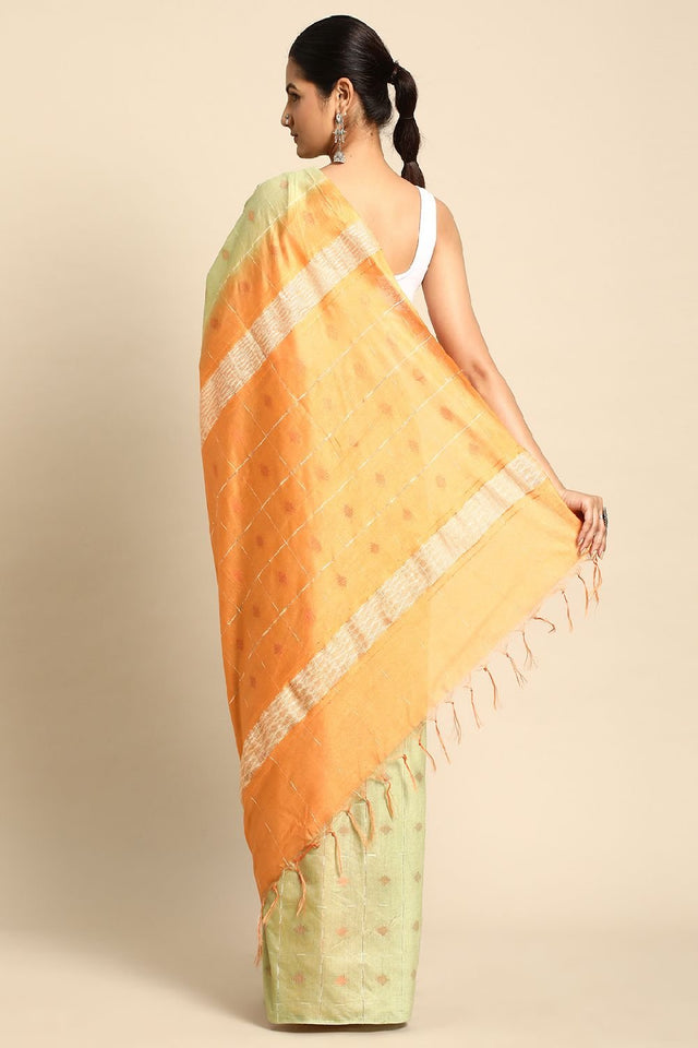 Green Silk Blend Saree