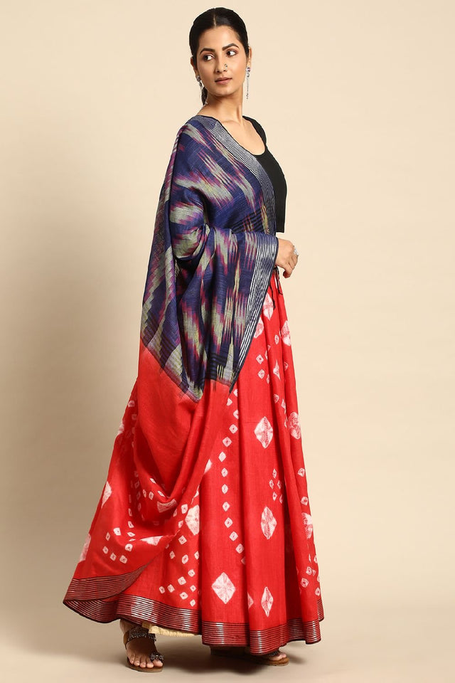 Red Cotton Saree (TRCRIF3I1739)