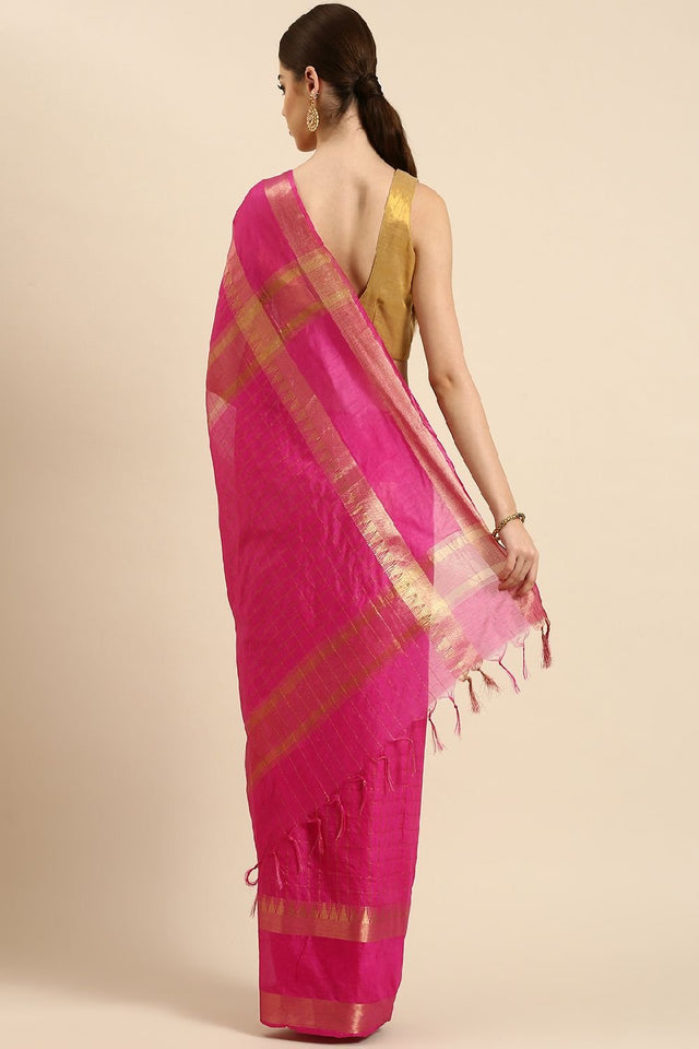 Pink Silk Blend Saree