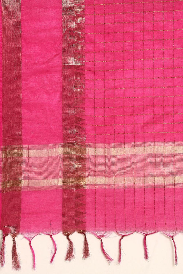Pink Silk Blend Saree