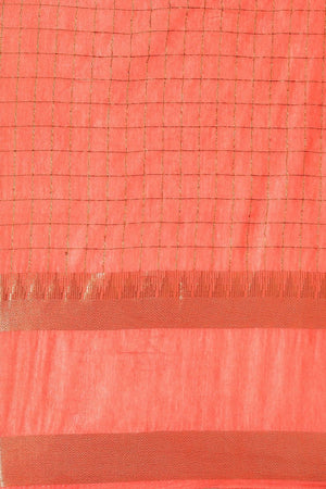 Orange Silk Blend Saree