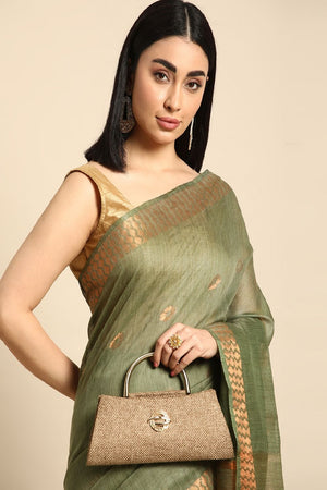 Green Silk Blend Saree (SNMGGF3I1818)