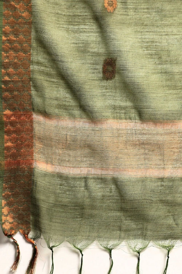 Green Silk Blend Saree (SNMGGF3I1818)