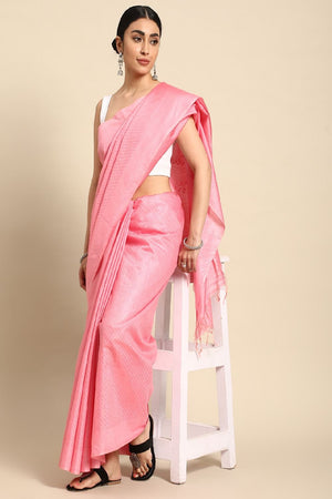 Pink Silk Blend Saree