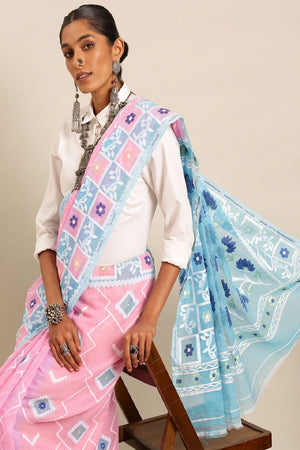 Pink Silk Blend Saree