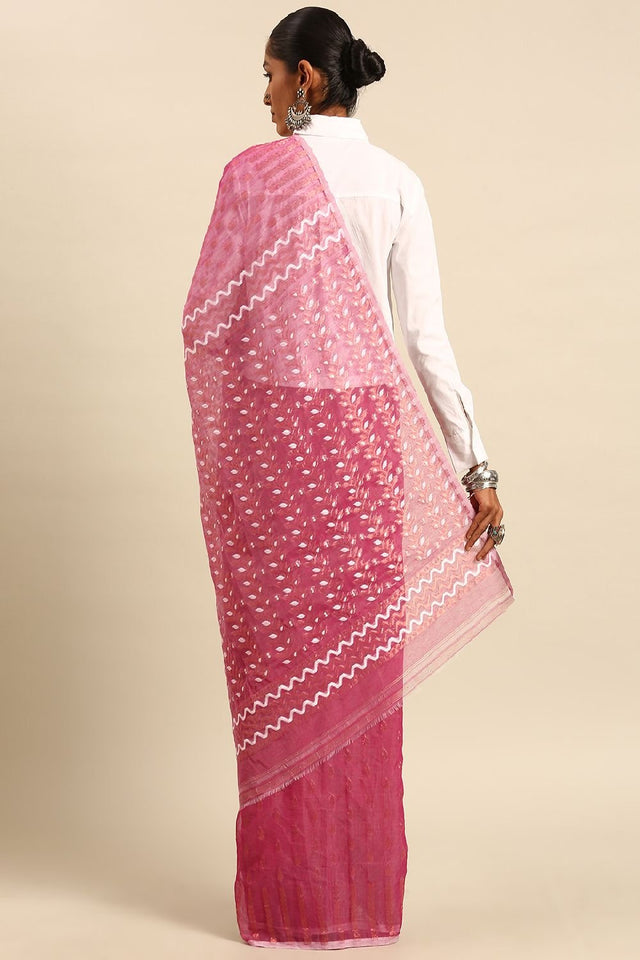 Magenta Silk Blend Saree (TOMQQE4B1929)