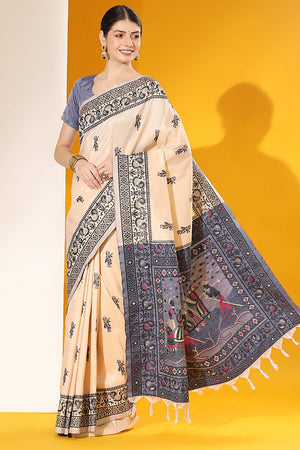 Off White Art Silk Weaving Saree