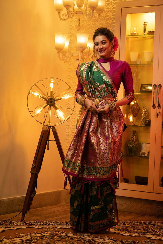 Green Banarasi Silk Weaving Saree