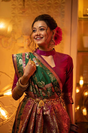 Green Banarasi Silk Weaving Saree