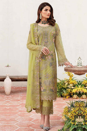 Green Embroidered Georgette Pakistani Salwar Suit