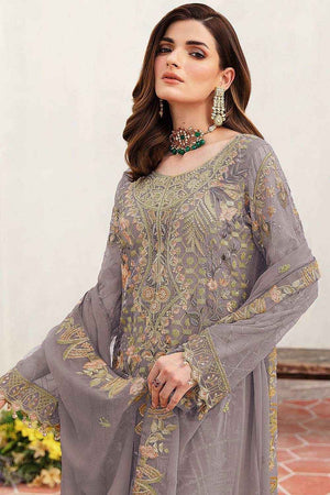 Mauve Embroidered Georgette Pakistani Salwar Suit
