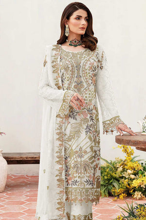 White Embroidered Georgette Pakistani Salwar Suit