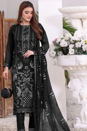 Black Embroidered Georgette Pakistani Salwar Suit