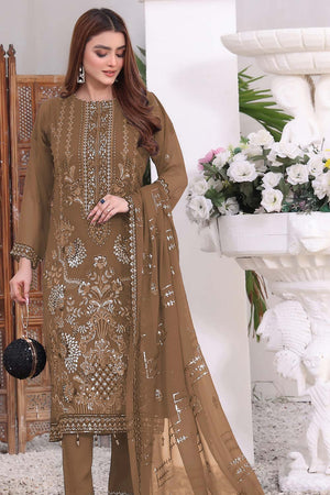 Mustard Embroidered Georgette Pakistani Salwar Suit