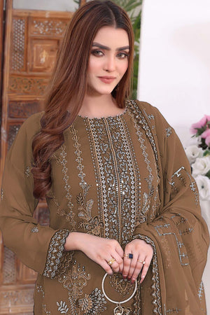 Mustard Embroidered Georgette Pakistani Salwar Suit