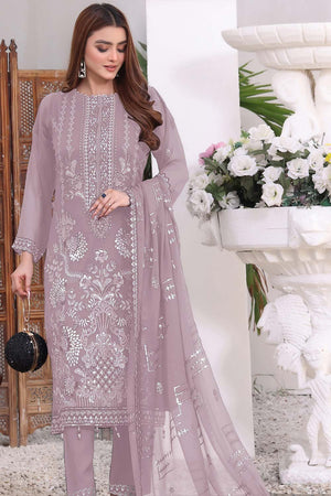 Pink Embroidered Georgette Pakistani Salwar Suit