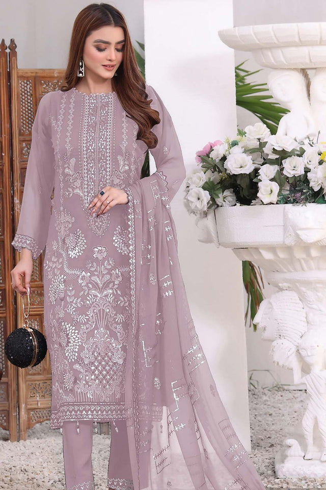 Pink Embroidered Georgette Pakistani Salwar Suit