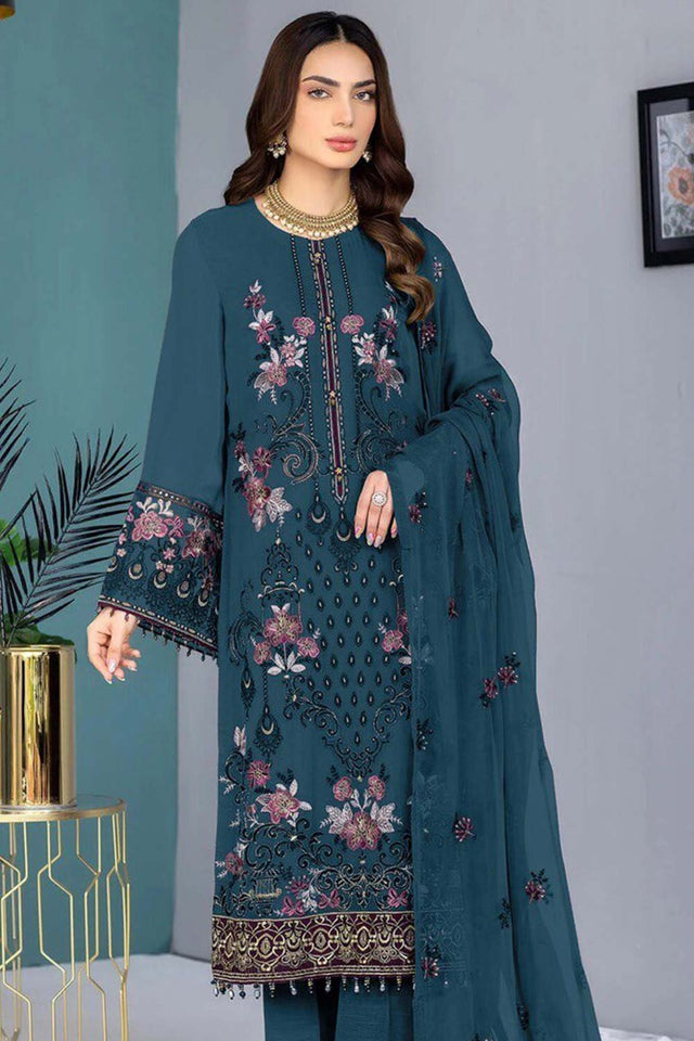 Rama Embroidered Georgette Pakistani Salwar Suit