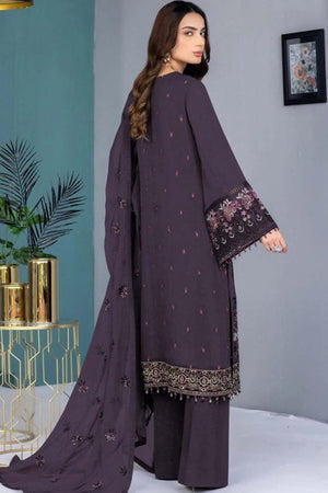 Purple Embroidered Georgette Pakistani Salwar Suit