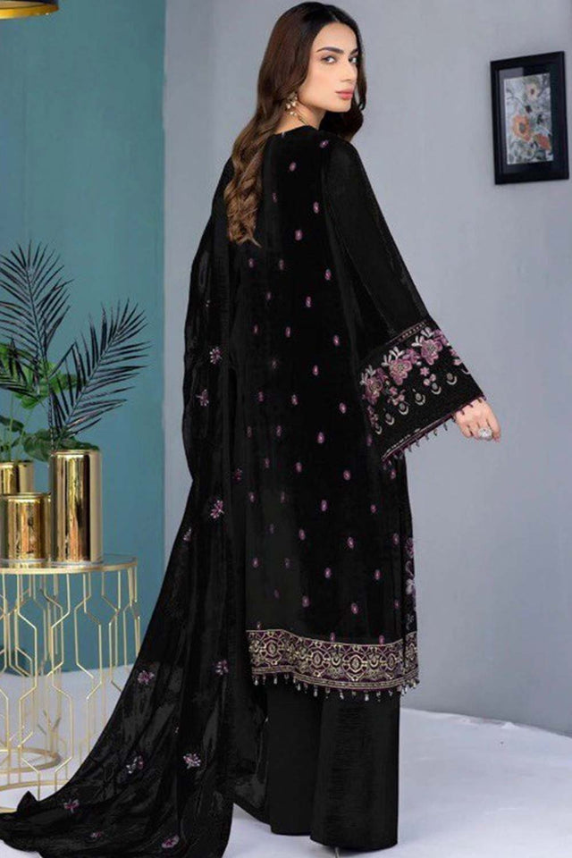 Black Embroidered Georgette Pakistani Salwar Suit