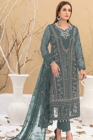 Green Embroidered Georgette Pakistani Salwar Suit