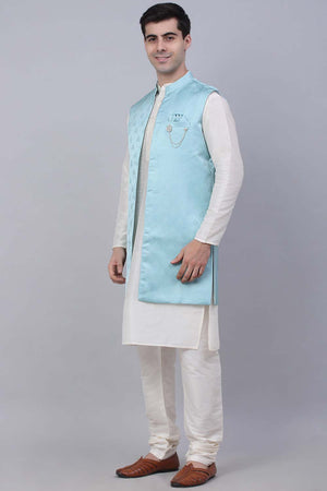 Men's Sky Solid Kurta Pajama With Jacket