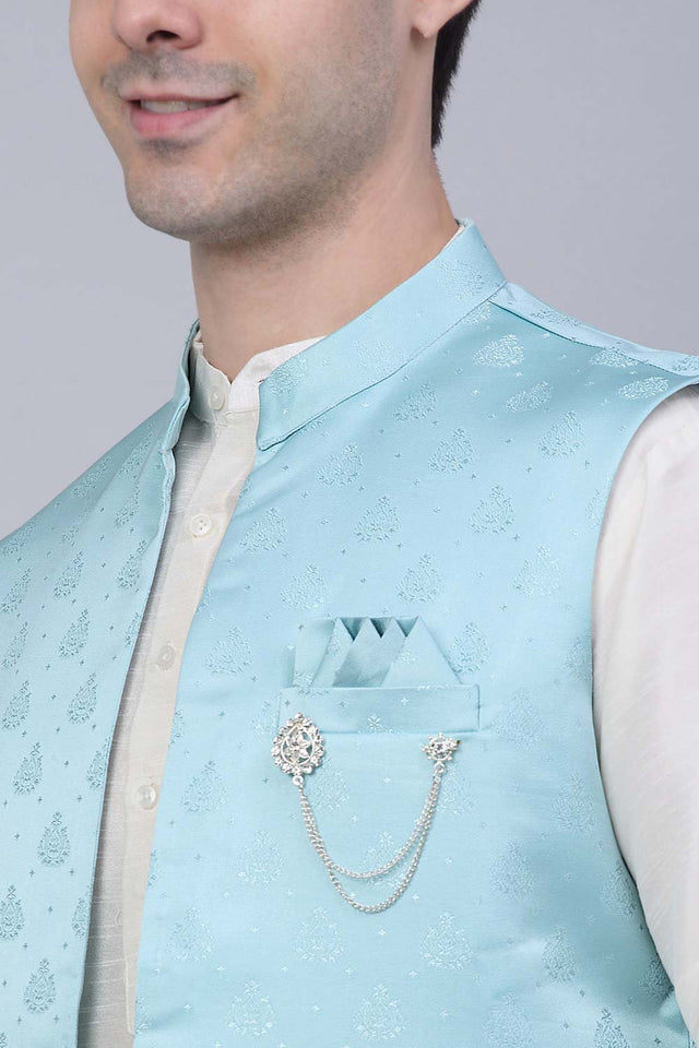 Men's Sky Solid Kurta Pajama With Jacket