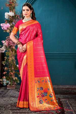 Pink Paithani Silk Woven Saree