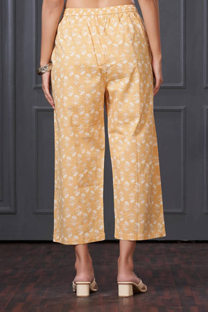 White Printed Cotton Kurti Pant Set