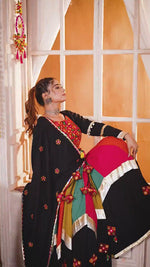 Multi Color Embroidered Cotton Lehenga