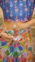 Multi Color Floral Printed Chinon Ready to Wear Saree