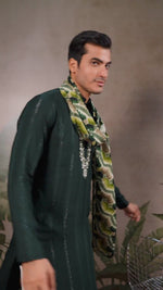 Men's Green Soild Viscose Kurta with Dupatta (ACA1255)