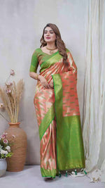 Rust Woven Banarasi Silk Saree