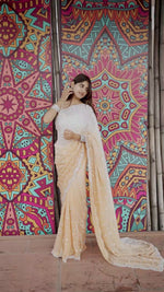 Peach Sequin Satin Saree