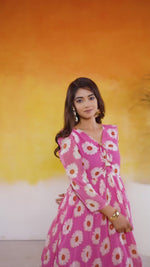 Pink Floral Printed  Dresses