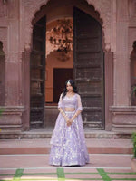 Mauve Sequin with Embroidered Net Lehenga