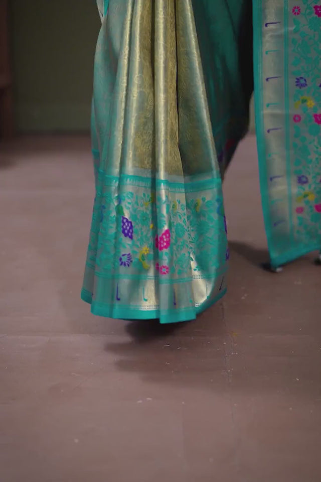 Grey Woven Tissue Saree