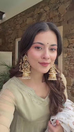 Off White Sequin with Embroidered Georgette Gown