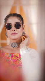 Multi Color Embroidered Cotton Lehenga