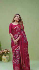 Red Printed Cotton Saree