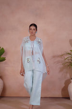 Blue Printed Organza Co-Ord Set