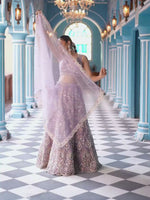 Mauve Sequin with Embroidered Net Lehenga