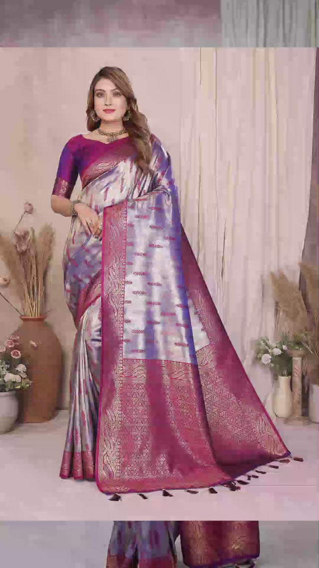 Lavender Woven Banarasi Silk Saree