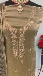 Green Embroidered Silk Palazzo Suit Set