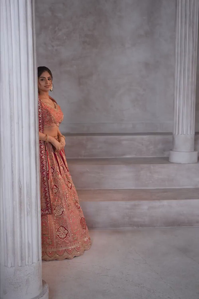 Pink Sequin With Zari Banarasi Silk Lehenga