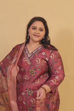 Pink Printed Viscose Kurti Pant Set